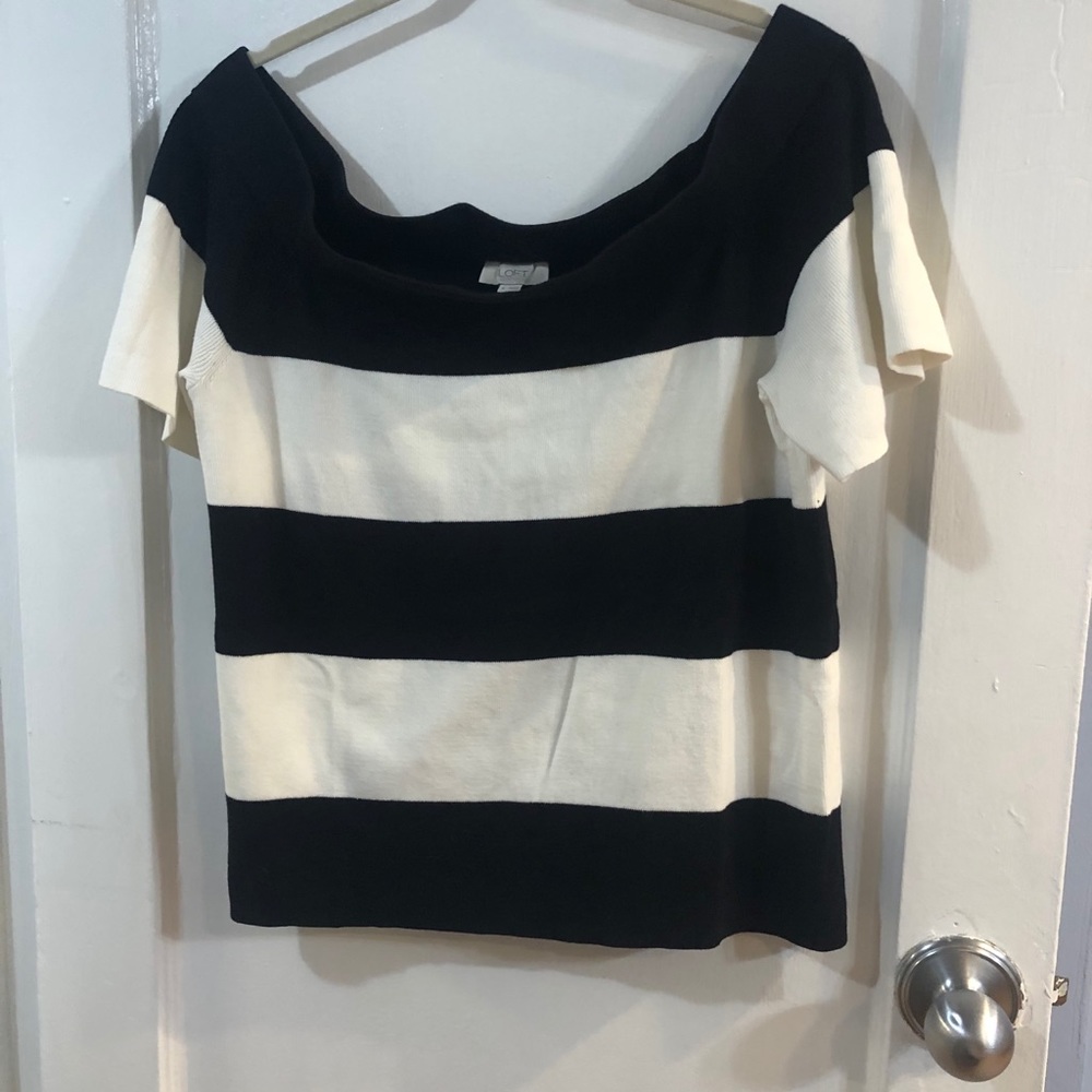 Loft off the shoulder sweater striped top